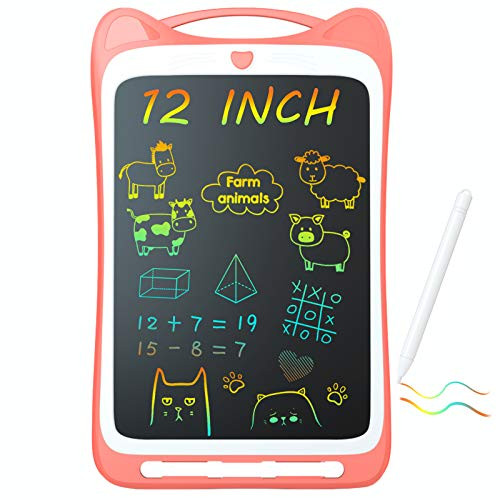 Jasonwell Kids Drawing Pad Doodle Board 12 Colorful Toddler Scribbler Board Erasable LCD Writing Tablet Light Drawing Board Educational and Learning