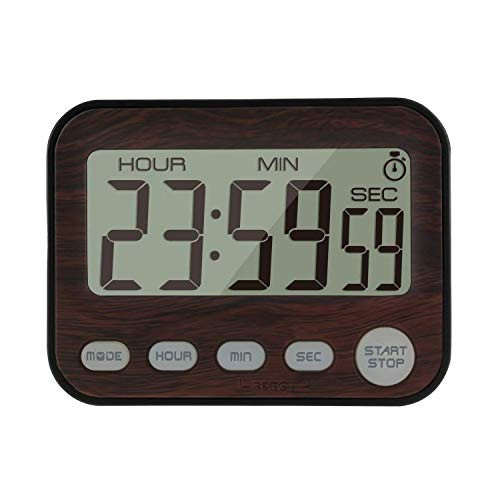 Jayron Digital Timer Alarm Clock Kitchen Timer Cooking Timer Countdown and Count Up Timer -walnut-