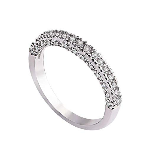 Xiaomei CZ Wedding Band Fashion Jewelry 925 Sterling Silver Wedding Band Cubic Zirconia Half Eternity Stackable Ring Engagement Wedding Anniversary Ri