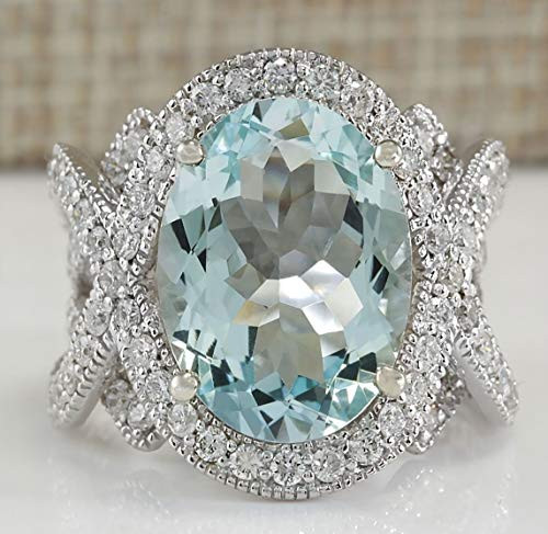 Duan Gorgeous 925 Silver 6-72CT Aquamarine Ring Wedding Engagement Jewelry Size 6-10 -US Code 8-