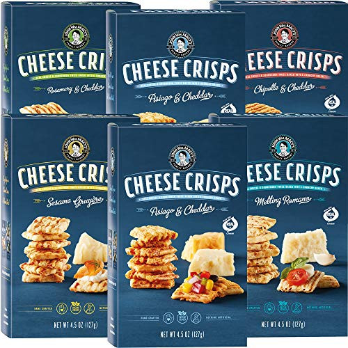 John Wm Macys Cheese Crisps - Variety Pack - 4-5 Ounce -6 Pack- - Sourdough CheeseCrisps Crackers Made with Real Aged Cheese - Entertainment Crackers