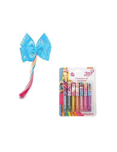 GBG Beauty Jojo Siwa 7 Pack Flavored Lip Gloss with BONUS Jojo Blue Bodacious Bow