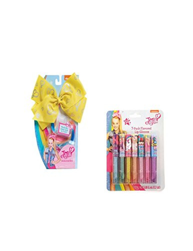 GBG Beauty Jojo Siwa 7 Pack Flavored Lip Gloss with BONUS JojoYellow Bodacious Bow