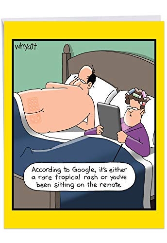 NobleWorks - Remote Rash - Hilarious Husband  Dad Happy Birthday Greeting Card with Envelope -Big 8-5 x 11 Inch- J7013BDG