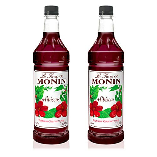 Monin - Hibiscus Syrup  Unique Floral Flavor  Great for Cocktails  Teas  and Lemonades  Gluten-Free  Vegan  Non-GMO -1 Liter  2-Pack-