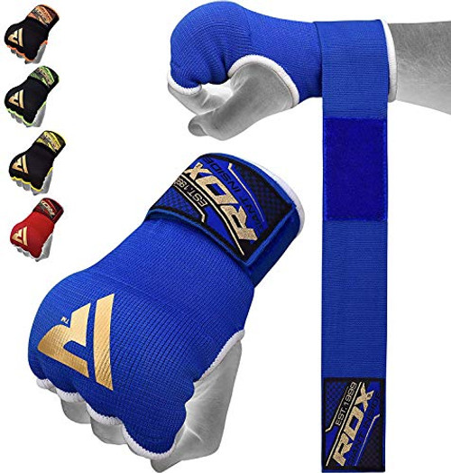RDX Boxing Hand Wraps Inner Gloves for Punching - Elasticated Padded Bandages Under Mitts - Quick Long Wrist Support  Fist Protector - Great for MMA