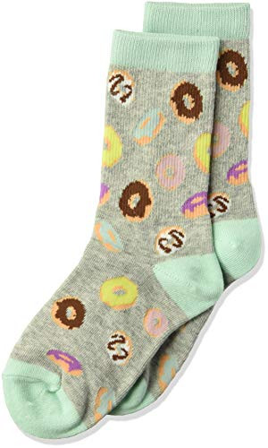 K- Bell Socks unisex child Donuts Crew Casual Sock  Gray Heather  Shoe Size 11-14 US