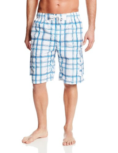 Kanu Surf Mens Swim Trunks -Regular and Extended Sizes-  Miles White  Large