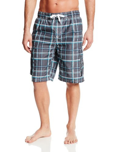 Kanu Surf Mens Swim Trunks -Regular and Extended Sizes-  Miles Charcoal  X-Large