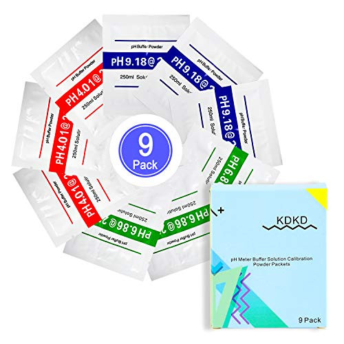 9-Pack pH Meter Buffer Solution Powder for Precise pH Calibration of Your pH Tester by Standard Packets - 4-01  6-86  9-18
