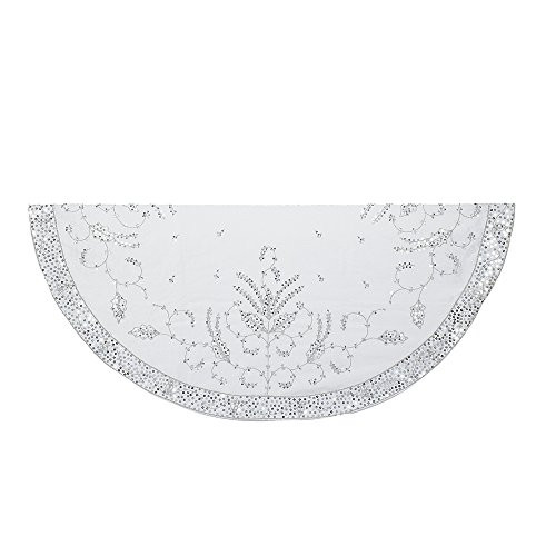 Kurt Adler TS0156 Silver Hand Embroidered Treeskirt, 48"