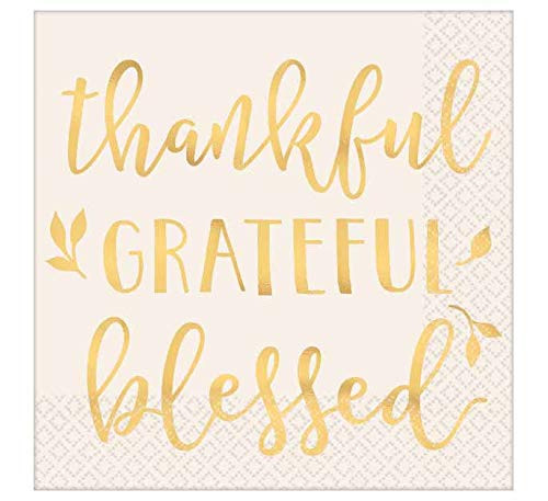 Thankful  Grateful  Blessed Luncheon Napkins - 192 Ct-