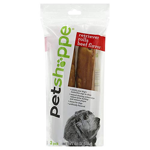 PetShoppe Real Beef Flavor BeefHide Rawhide Retriever Roll Dog Treat - 8-9 -2 - Rolls-