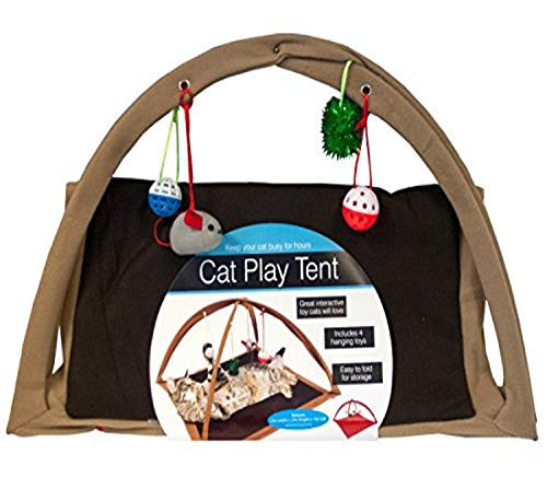 bulk buys Fleece Cat Play Tent with Dangle Toys - Pack of 1