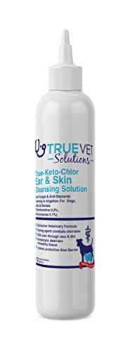 True-Keto-Chlor Ear and Skin Cleansing Solution with Ketoconazole for Dogs  Cats and Horses - 12oz
