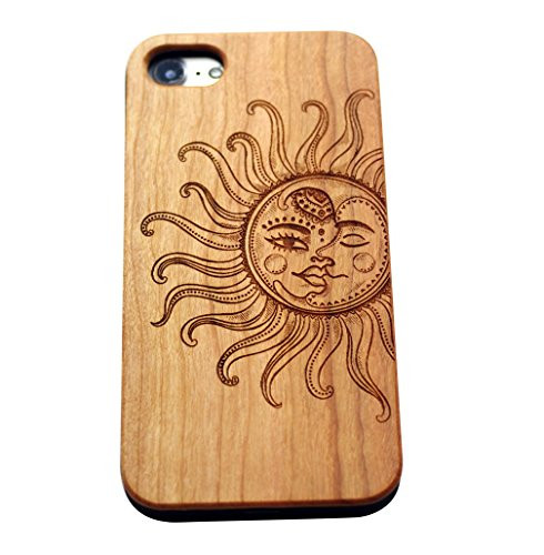 VIVIPOW Wood Vintage Sun and Moon Compatible iPhone 7 Case-4-7 Inches- Wooden Phone Case Compatible iPhone 7 Case Sun and Moon Phone Case Compatible i