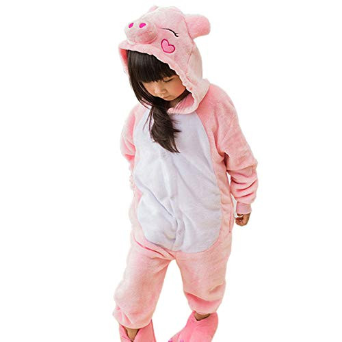 Kids Animal Onesie Pajamas Costume Cosplay for Boys Girls Child Pink Pig XL
