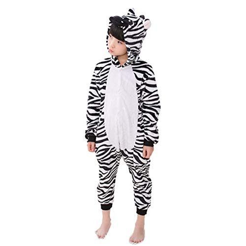 Kids Animal Onesie Pajamas Costume Cosplay for Boys Girls Child Zebra Black XL