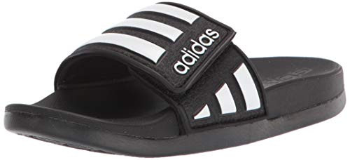 adidas Boys Adilette Comfort Adj K Slide Sandal  Black  4 M US Big Kid