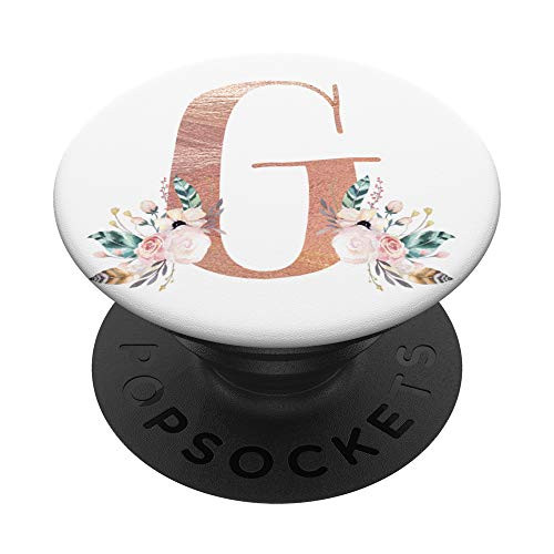 Letter G Initial Rose Blush Flower Feather Monogram PopSockets PopGrip Swappable Grip for Phones and Tablets Letter G Initial Rose Blush Flower Feather Monogram PopSockets PopGrip Swappable Grip for Phones and Tablets