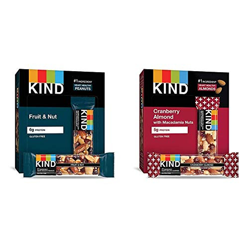 KIND Bars  Fruit and Nut  Gluten Free  Low Sugar  1-4 Ounce Bars  12 Count -Packaging May Vary- and Cranberry Almond - Antioxidants with Macadamia Nuts  G