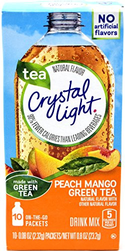 Crystal Light On The Go Peach Mango Green Tea Drink Mix, 10-Packet Box (Pack of 12)