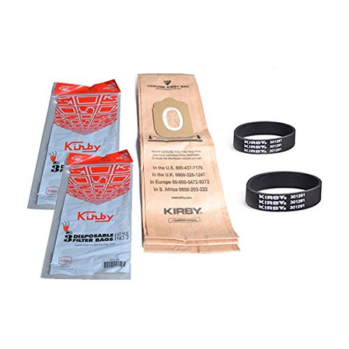 Kirby Heritage Upright Vacuum Style 2  6Pk Disposable Paper Bags With 2pk Belts
