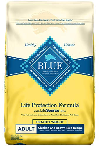 Blue Buffalo Life Protection Formula Healthy Weight Dog Food  Natural Dry Dog Food for Adult Dogs  Chicken and Brown Rice  30 lb. Bag
