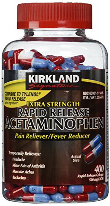 Kirkland Signature Acetaminophen Extra Strength 500mg Rapid Release Gelcap 400Count