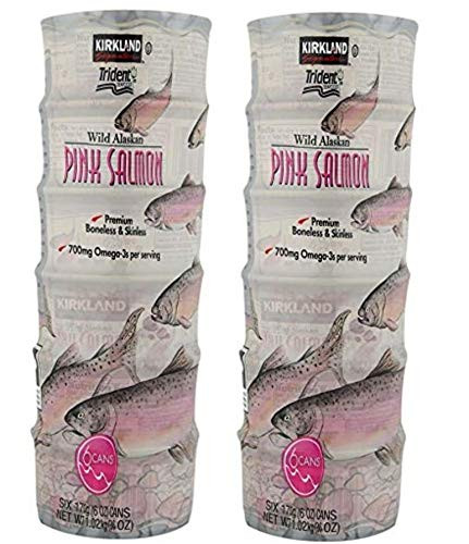 Kirkland Signature Wild Alaskan Pink Salmon 6-6 Ounce Cans -2 Pack  Total 12 Ounce Cans  6 Ounce Cans Each-