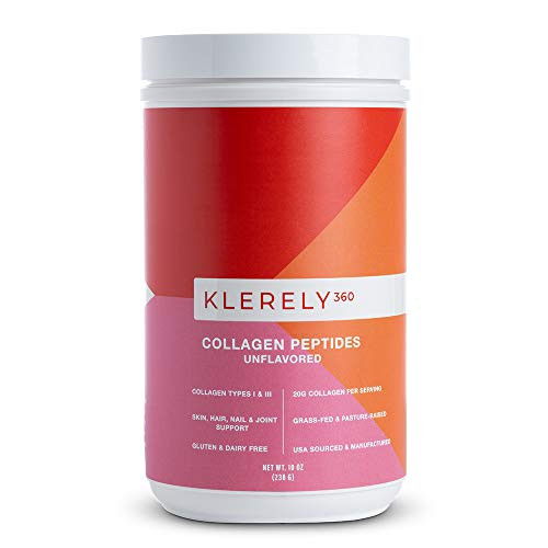 Klerely 360 Collagen Peptides Powder Supplement -Type 1 and Type 3- - Collagen for Hair Skin Nails and Joints - Grass-fed Bovine Collagen - Dairy Free a Klerely 360 Collagen Peptides Powder Supplement -Type 1 and Type 3- - Collagen for Hair Skin Nails and Joints - Grass-fed Bovine Collagen - Dairy Free a