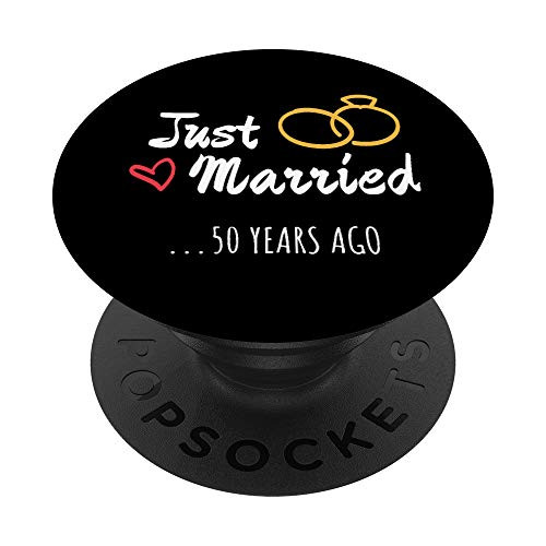 50th Wedding Anniversary Gift Just Married Marriage PopSockets Grip and Stand for Phones and Tablets