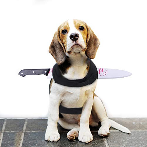 KOESON Halloween Pet Costume Dog Bloody Knife Vest Scary and Realistic Cosplay Accessories Tricky Prop-Dagger L-
