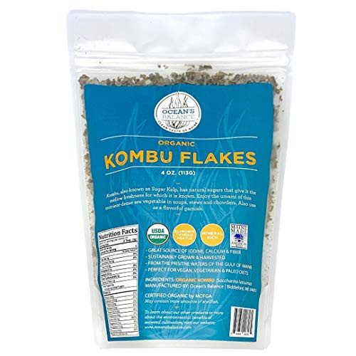 Oceans Balance Organic Kombu Flakes - 4 Ounces - Perfect for Keto Paleo Vegetarian and Vegan Diets - Gluten Free - Atlantic Coast Sea Vegetables Oceans Balance Organic Kombu Flakes - 4 Ounces - Perfect for Keto Paleo Vegetarian and Vegan Diets - Gluten Free - Atlantic Coast Sea Vegetables