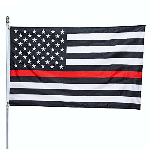 KPP Thin Red Line USA Flag - 3x5 ft Outdoor American Honoring Firefighters Flag  Black White and Red American Police Flag with Brass Grommets