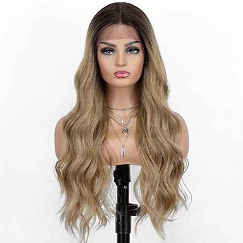 Kryssma Ombre Blonde Lace Front Wig T Part Long Wavy Wig with Middle Part Synthetic Wigs for Women 22 Inches Kryssma Ombre Blonde Lace Front Wig T Part Long Wavy Wig with Middle Part Synthetic Wigs for Women 22 Inches