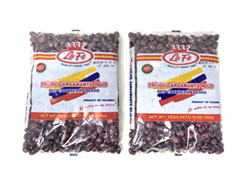 La Fe Frijol Cargamanto Rojo -Red Cranberry Beans- 16oz  2 Pack