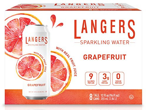 Langers Sparkling Water With Fruit Juice  Grapefruit  12 Ounce -pack Of 8-