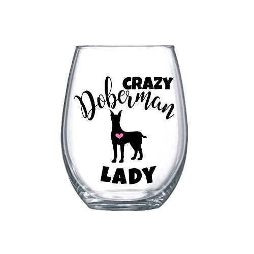 Doberman Gifts for Women Funny Stemless Wine Glass for Her Dobie Mom Cup 0054 Doberman Gifts for Women Funny Stemless Wine Glass for Her Dobie Mom Cup 0054