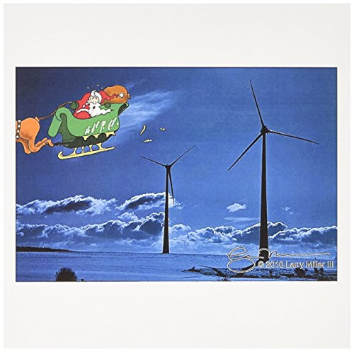 Larry Miller - Santa Discovers Wind Farms - Greeting Card  6 x 6 inches  single -gc-8528-5-