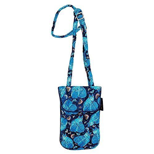 Laurel Burch Indigo Cats Quilted Cotton Small Flap over Crossbody Bag Handbag Purse