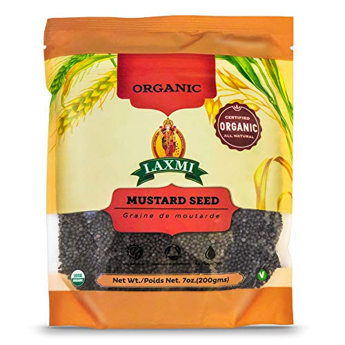 Laxmi Organic Mustard Seed  Certified Organic  Graine De Moutarde  All Natural  Organic Ingredients  No Cholesterol -7 oz-