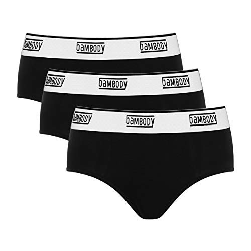 Absorbent Hipster Sporty Period Panties - Protective Active Wear Underwear -Large  3 x Black-