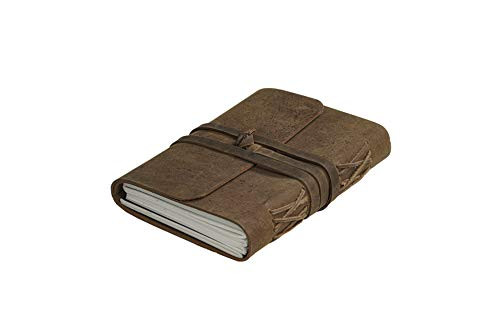 Leather Handmade Journal Unlined Paper Pages- Leather Brown Tan  Bound Writing Notebook -5x7 in-  Leather Journal for Men and Women  Travel Journal Note