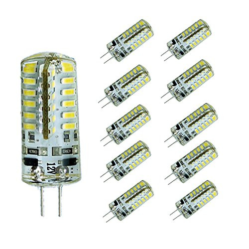 MODOAO 10 Pack G4 2W 3W 24-48 LED Corn Bulb 3014 SMD Corn Light Lamp Cool White Warm White AC DC 12V-3W cool white-