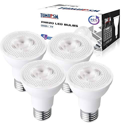 LED PAR20 Light Bulbs Dimmable 3000K Warm White  7W 600LM E26 Flood Bulb  50W 60W Halogen Equivalent  40 Degree Track Recessed Led Bulb  4 Pack