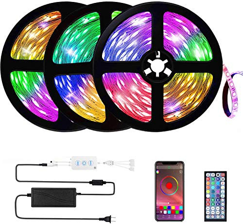 Buthsku LED Lights 50ft-15M Led Strip Lights APP controll Music Sync Color Changing Light Strip with 44-Keys IR Remote Controller RGB 5050 LED Rope Buthsku LED Lights 50ft-15M Led Strip Lights APP controll Music Sync Color Changing Light Strip with 44-Keys IR Remote Controller RGB 5050 LED Rope