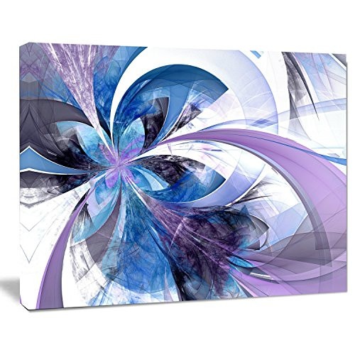 Designart PT11995-20-12 Symmetrical Fractal Flower In Blue Modern floral canvas Wall Art,black,20x12" Designart PT11995-20-12 Symmetrical Fractal Flower In Blue Modern floral canvas Wall Art,black,20x12"