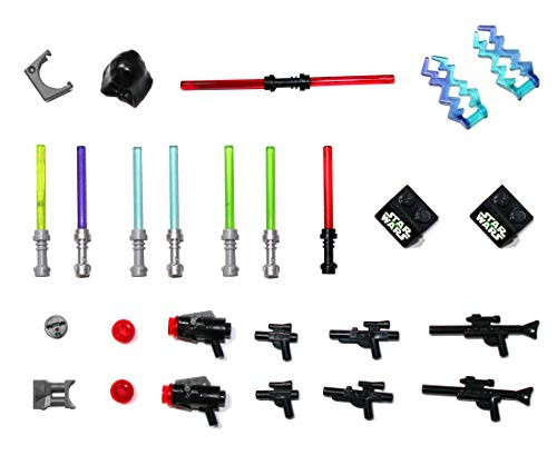 LEGO Star Wars Accessory and Weapons Pack - 8 Lightsabers  8 Blasters  2 Display Stands and More