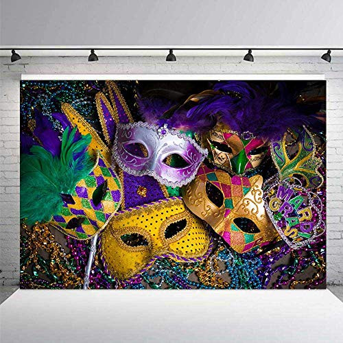 Colorful Masks Backdrop for Mardi Gras Masquerade Party Photography Background 10X6FT Vinyl Photo Booth Props MTTV012 LELEZ